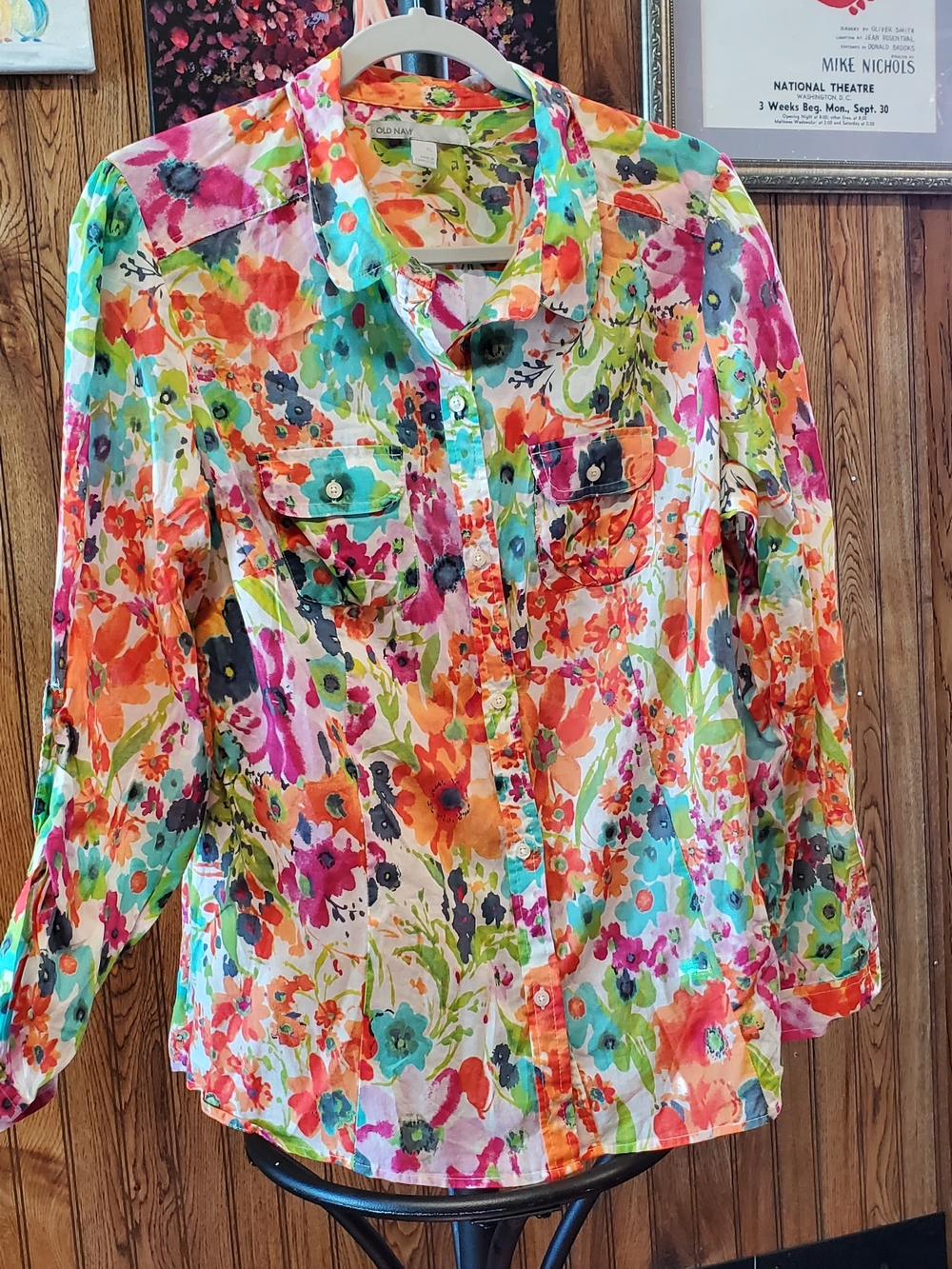 Old Navy Multicolor Floral Button-Down Shirt